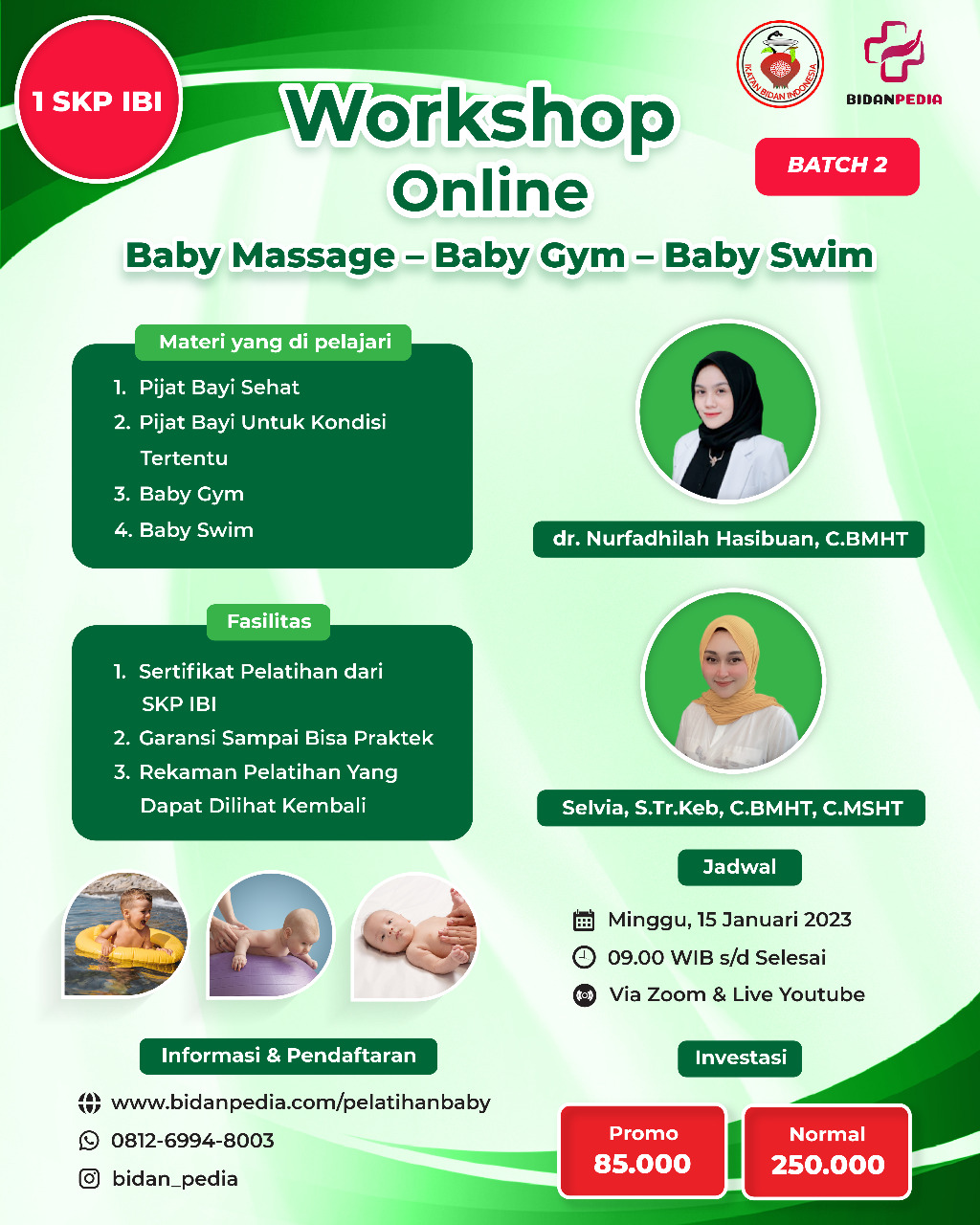 SERTIFIKAT WORKSHOP BABY MASSAGE - BABY GYM - BABY SWIM 15 JANUARI 2023 ( BIDANPEDIA )