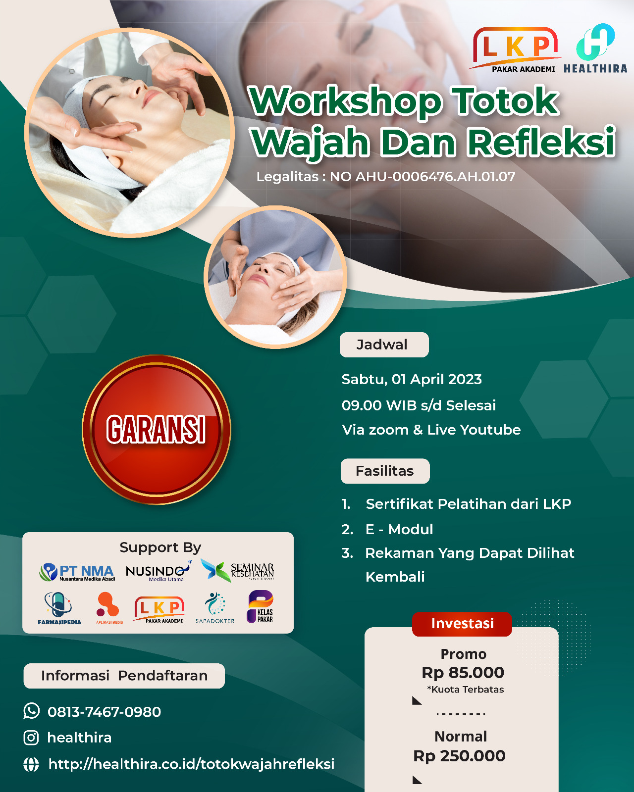 SERTIFIKAT WORKSHOP TOTOK WAJAH DAN REFLEKSI ( 01 APRIL 2023 )