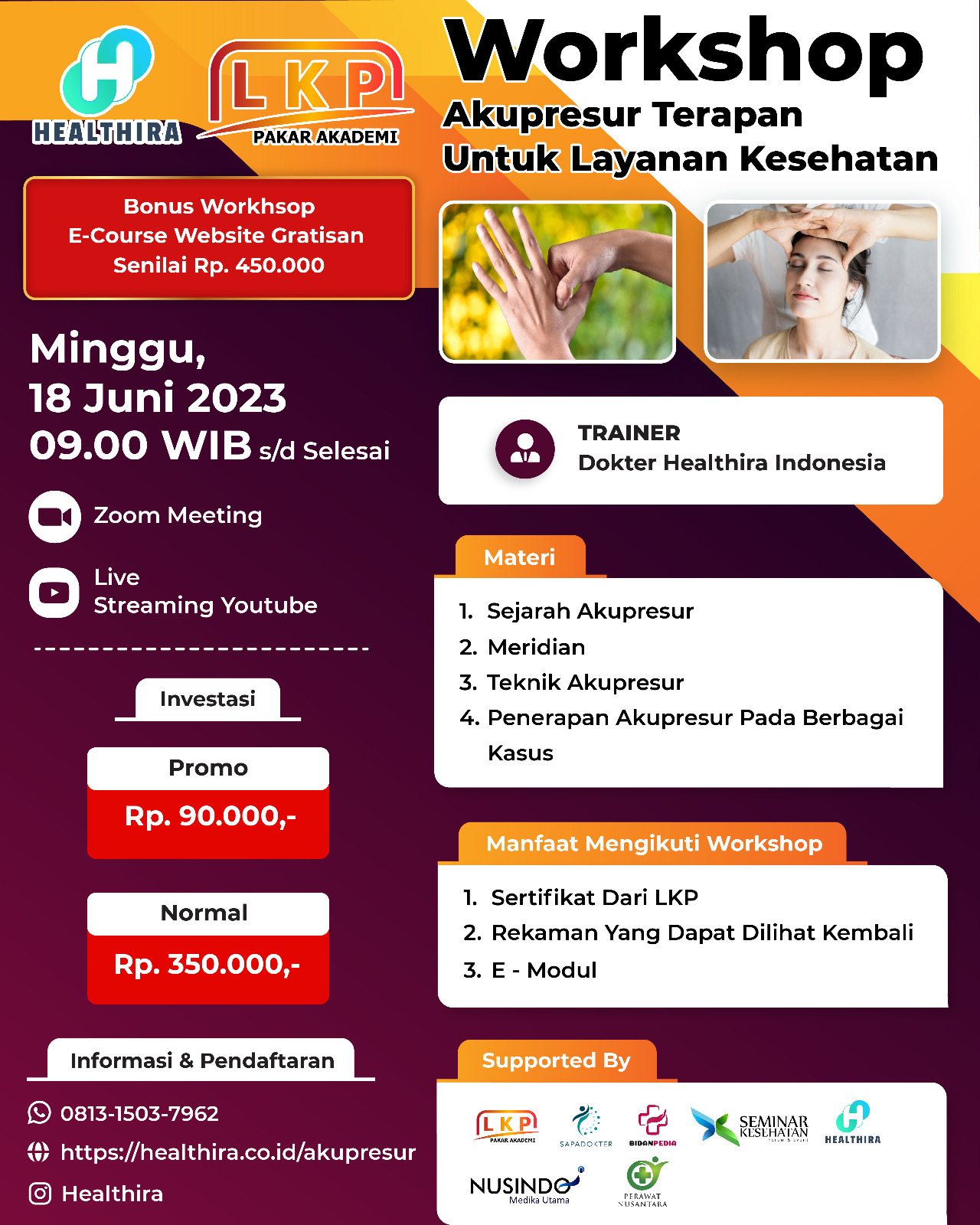 SERTIFIKAT AKUPRESUR TERAPAN UNTUK LAYANAN KESEHATAN (18 JUNI 2023)