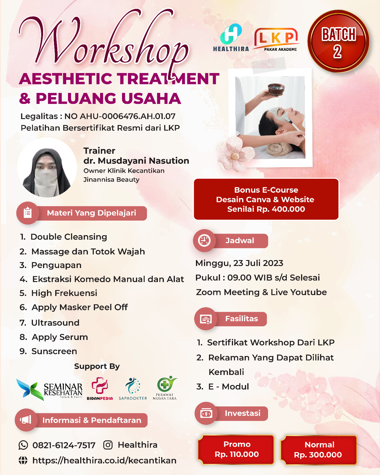 SERTIFIKAT AESTHETIC TREATMENT & PELUANG USAHA (23 JULI 2023)