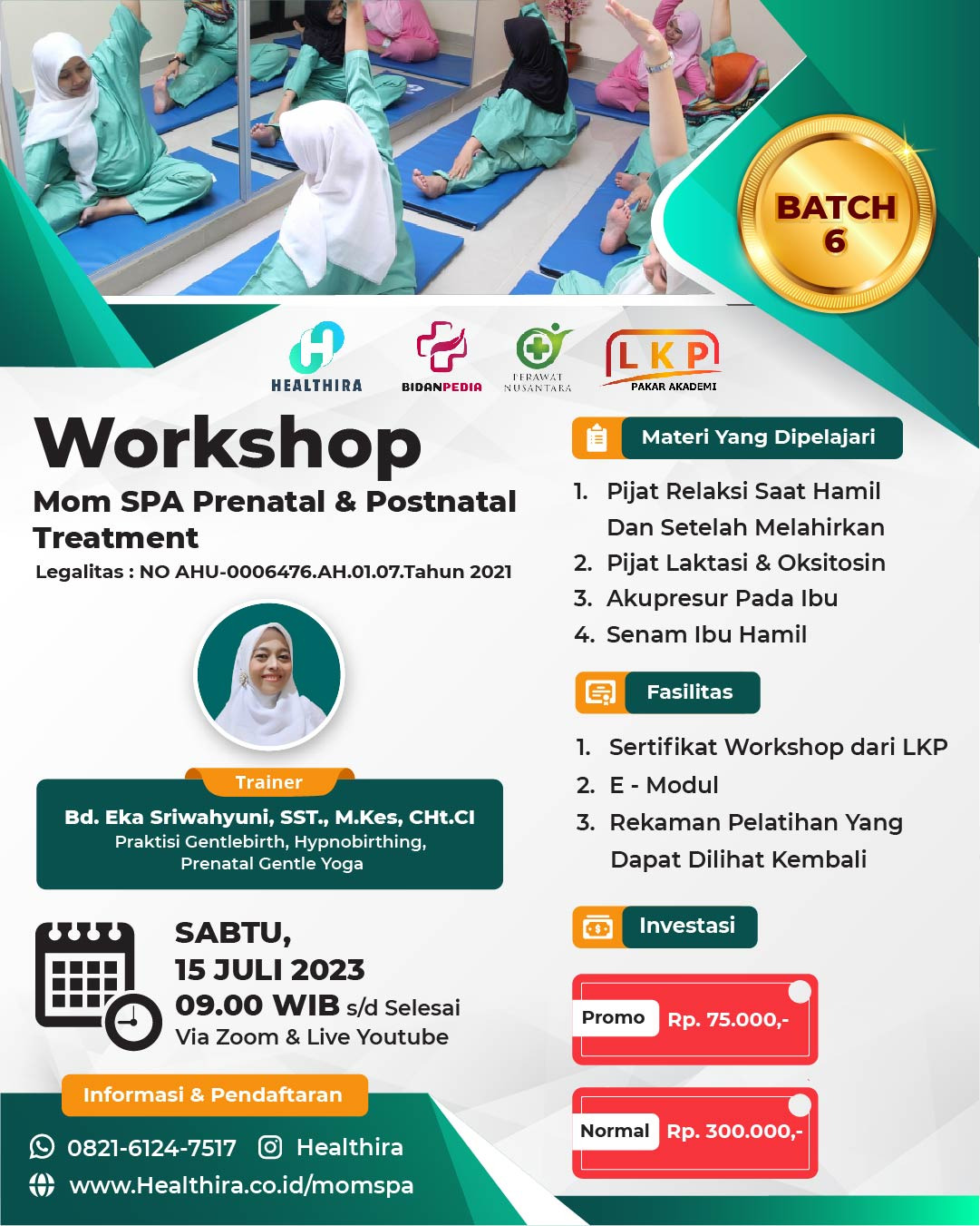 SERTIFIKAT WORKSHOP MOM SPA PRENATAL & POSTNATAL TREATMENT (15 JULI 2023)