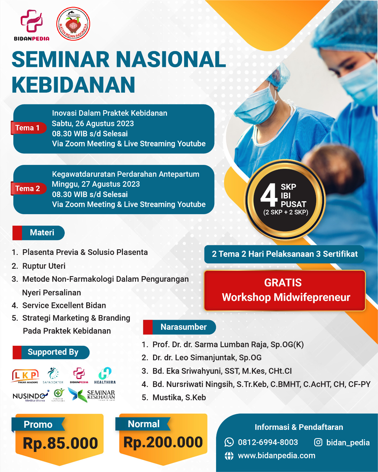 SERTIFIKAT SEMINAR NASIONAL KEBIDANAN (26 - 27 AGUSTUS 2023)