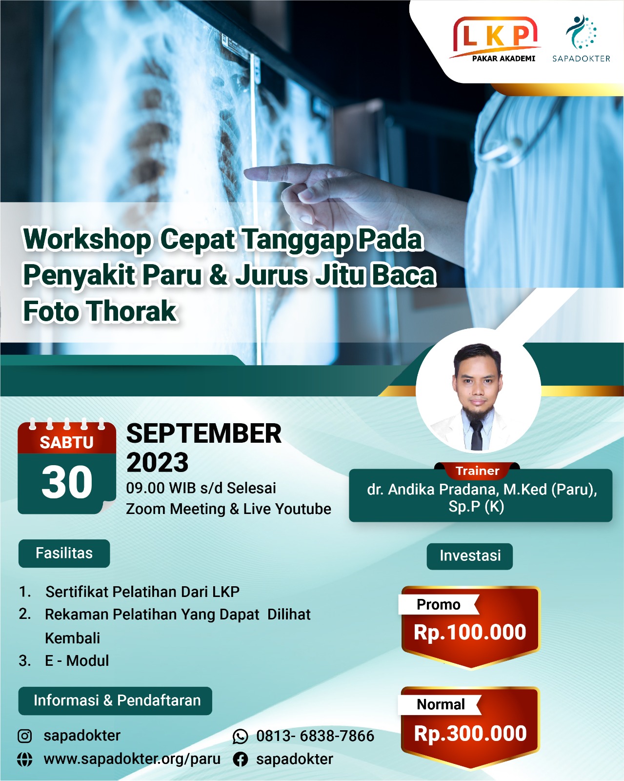 SERTIFIKAT WORKSHOP CEPAT TANGGAP PADA PENYAKIT PARU & JURUS JITU BACA FOTO THORAK