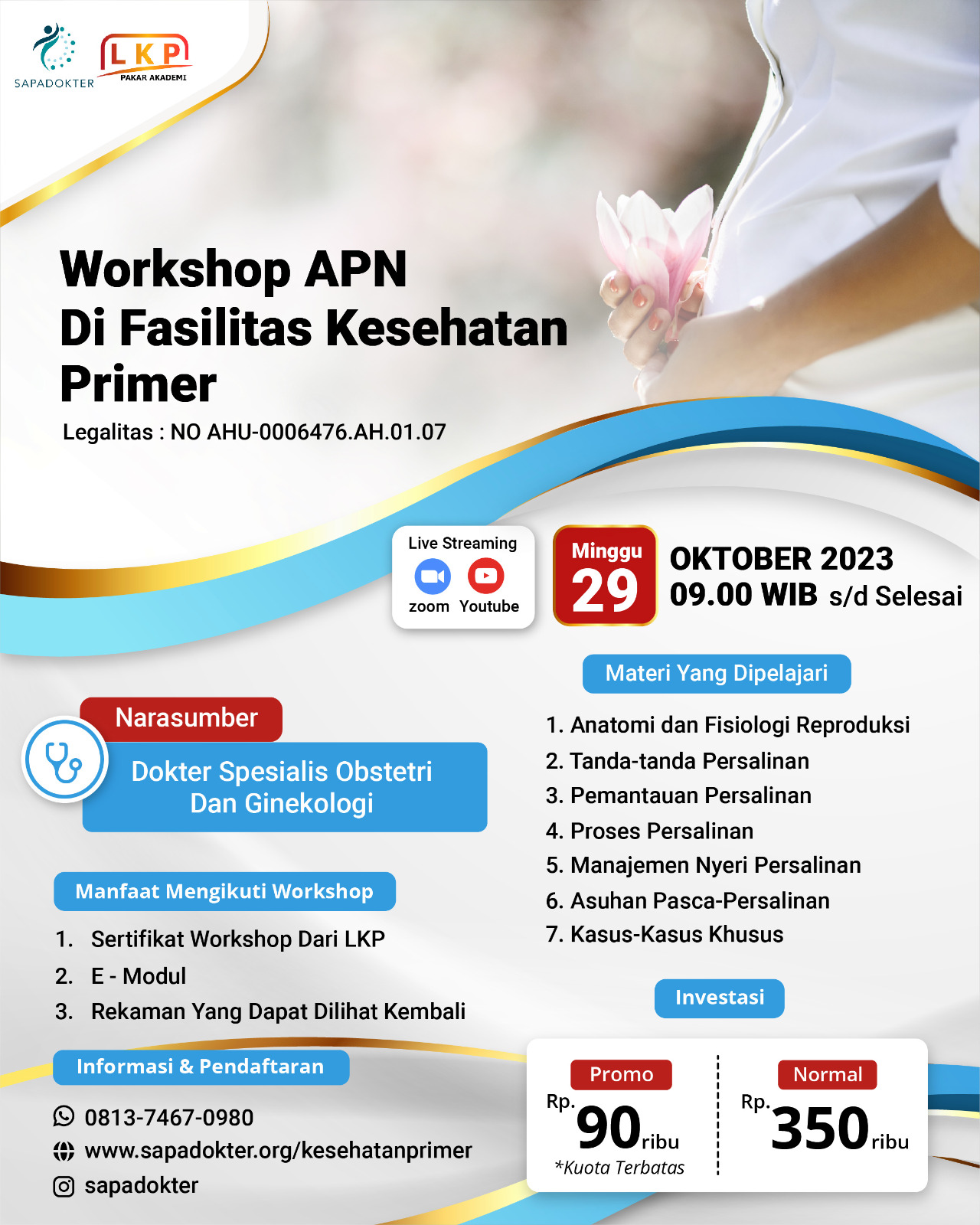 SERTIFIKAT WORKSHOP APN DI FASILITAS KESEHATAN PRIMER 29 OKTOBER 2023 ( SAPADOKTER )