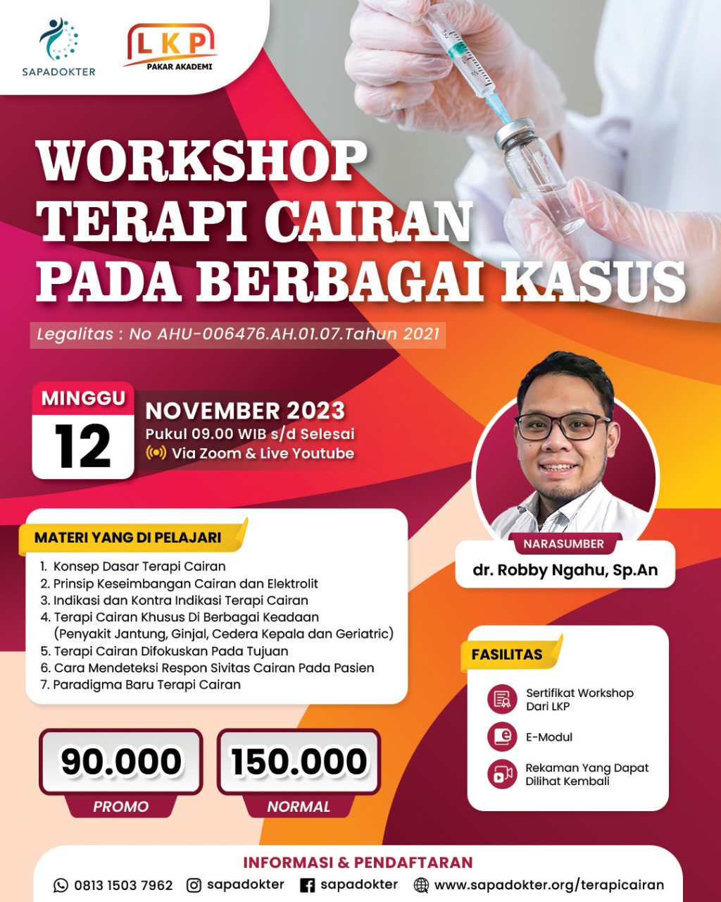 SERTIFIKAT WORKSHOP TERAPI CAIRAN PADA BERBAGAI KASUS ( 12 NOVEMBER 2023 )