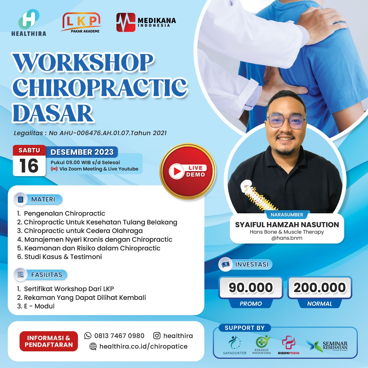 SERTIFIKAT WORKSHOP CHIROPRATIC DASAR DESEMBER 2023