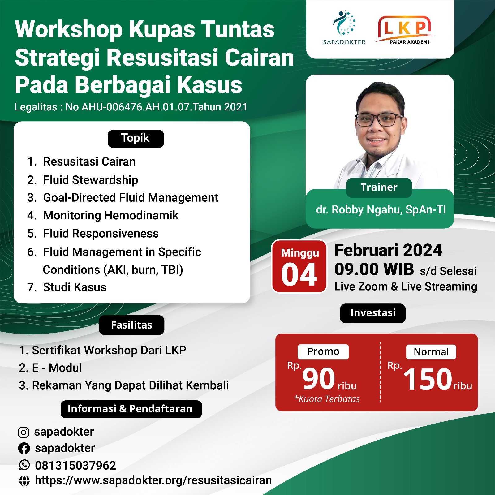 SERTIFIKAT WORKSHOP KUPAS TUNTAS STRATEGI RESUSITASI CAIRAN PADA BERBAGAI KASUS ( 04 FEBRUARI 2024 )