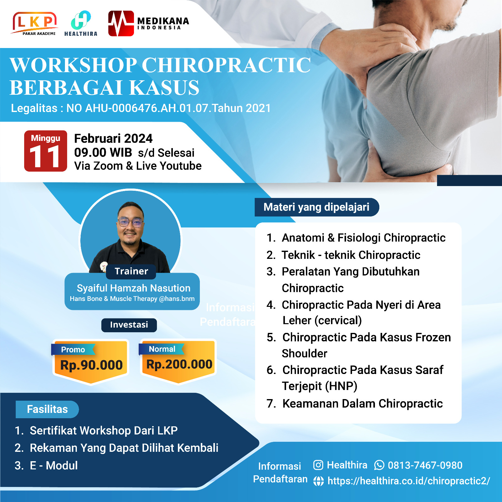 SERTIFIKAT WORKSHOP CHIROPRACTIC BERBAGAI KASUS FEBRUARI 2024