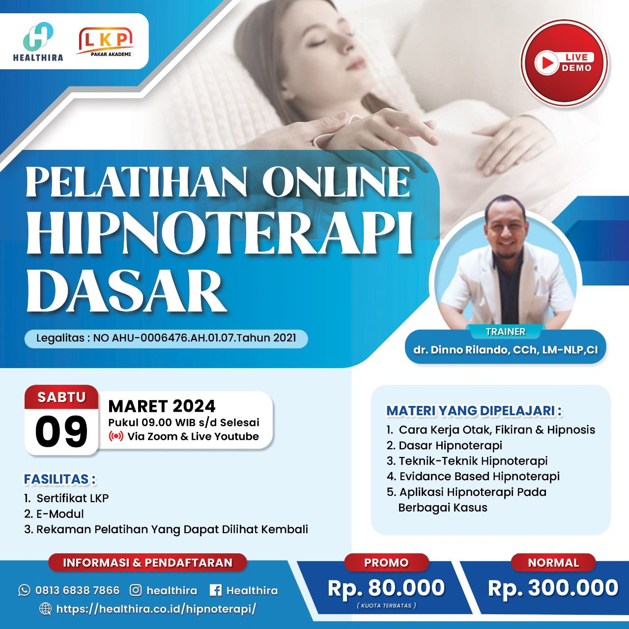 SERTIFIKAT PELATIHAN ONLINE HIPNOTERAPI DASAR