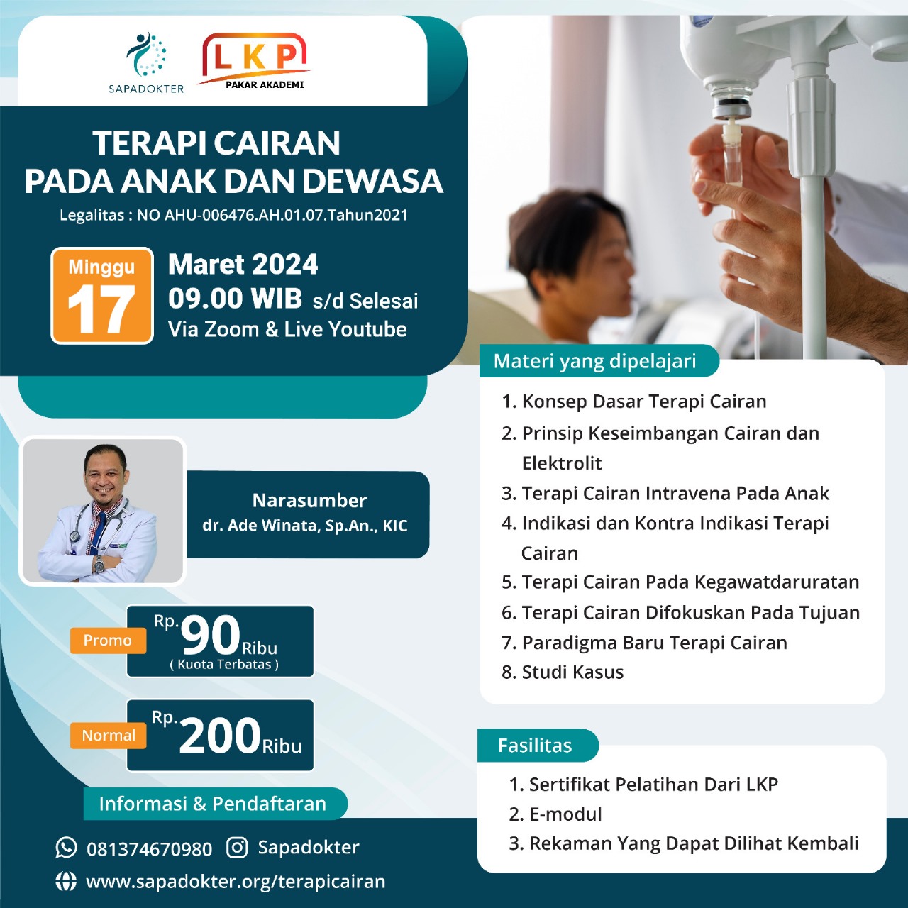 SERTIFIKAT WORKSHOP TERAPI CAIRAN PADA ANAK DAN DEWASA ( 17 MARET 2024 )