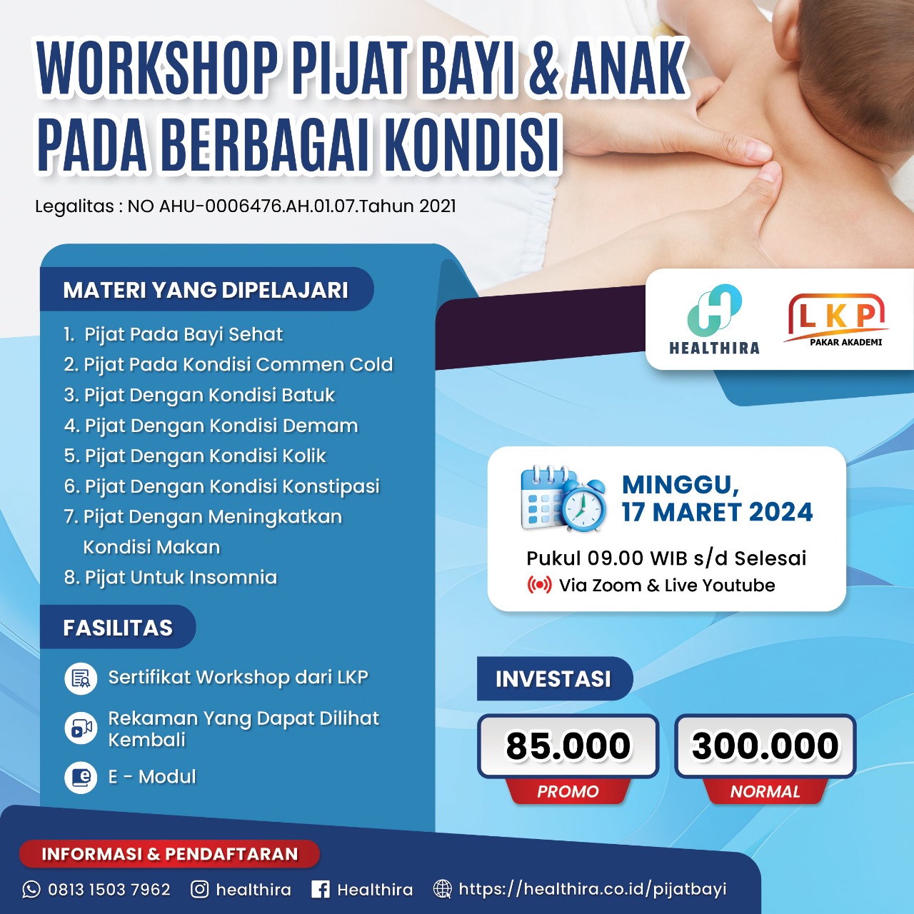 SERTIFIKAT WORKSHOP PIJAT BAYI & ANAK PADA BERBAGAI KONDISI (17 MARET 2024)