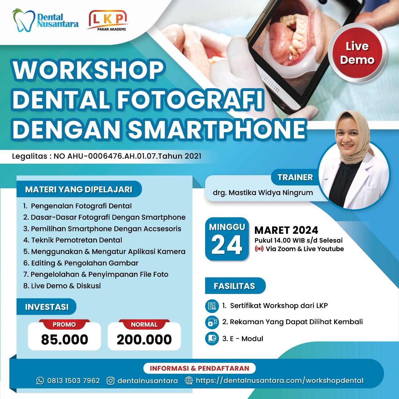 SERTIFIKAT WORKSHOP DENTAL FOTOGRAFI DENGAN SMARTPHONE (24 MARET 2024)