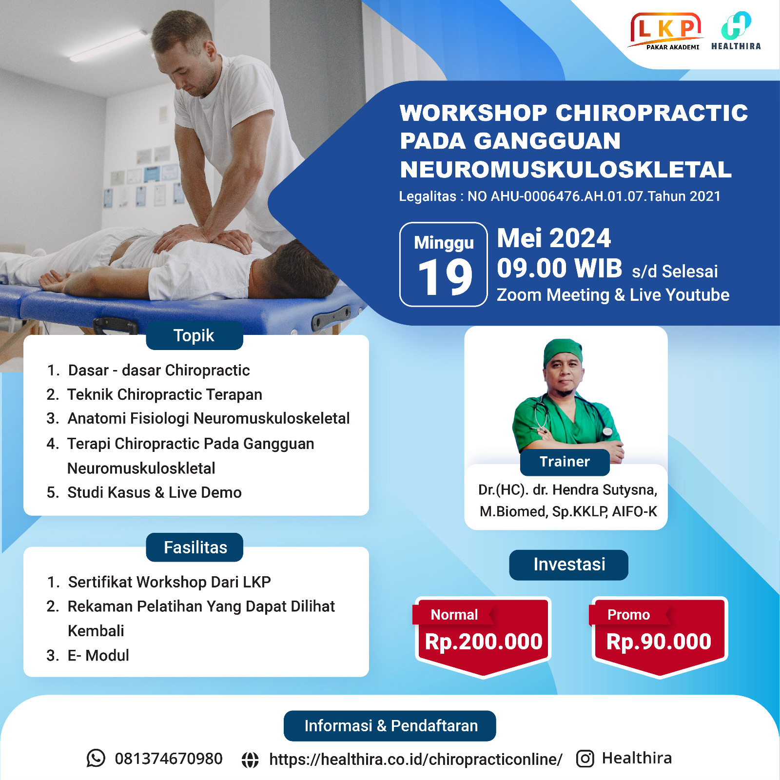 SERTIFIKAT WORKSHOP CHIROPRACTIC PADA GANGGUAN NEUROMUSKULOSKLETAL